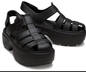 Crocs schwarz Stomp Fisherman Plateau Sandale Herren 6/Damen 8 - Bild 1 von 5