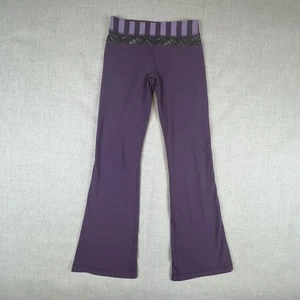 Lululemon Pants Womens 4 Purple Groove Flare Yoga Athletic Gym Striped Waistband - Picture 1 of 9