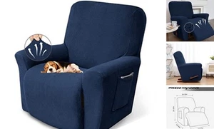  Stuhlhussen, Lazy Boy Hussen Stretch Couchbezug Schonbezüge Liege dunkelblau - Bild 1 von 7