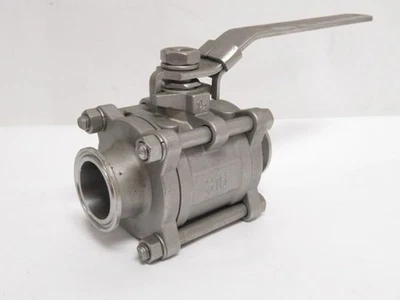 193281 Old-Stock; Industry-Std 11A424 Sanitary Ball Valve; SS-316; 1-1/2" Clamp - Image 1 of 4