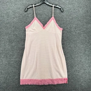 Vintage Xhilaration Nightgown Dress Medium Pink Slip V-Neck Lace Cami Granny - Picture 1 of 9