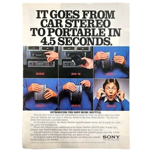 Sony Music Shuttle Car Stereo Walkman Vintage Magazine Print Ad 80s 1983 - Picture 1 of 2