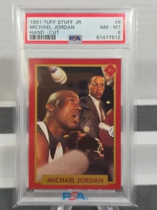 1991 Tuff Stuff Jr Insert #8 Michael Jordan Chicago Bulls NBA Finals PSA 8 - Bild 1 von 2
