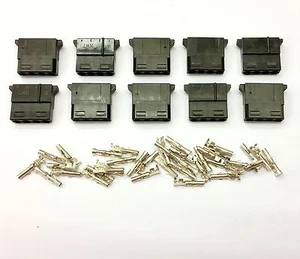 PK OF 10 - FEMALE 4 PIN MOLEX PC PSU POWER SUPPLY CONNECTOR - BLACK INC PINS - Picture 1 of 7