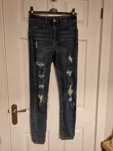 H&M Divided Ripped Stretch Jeans Size 10 Mid/High Rise - Picture 1 of 4