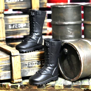 Action Man Vintage Hasbro Mint 1.6th Scale Modern Black Boots c1996 FREE POST UK - Picture 1 of 15