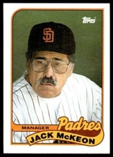 1989  #624  Jack McKeon  San Diego Padres Manager & UNMARKED checklist FREE ship