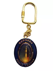 Kennedy Space Center Resin Spinner Key Ring Key Chain Blue Gold - Picture 1 of 2