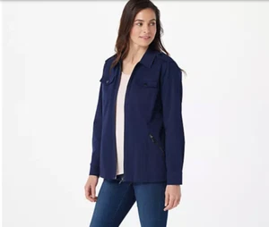 Belle by Kim Gravel M Navy Military Jacket A292945 - Picture 1 of 4