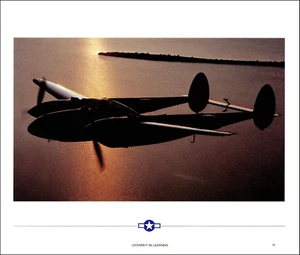1987 Vintage Print WWII P-38 P-38L Lightning Airplane Air Plane Aircraft Sunset - Picture 1 of 3