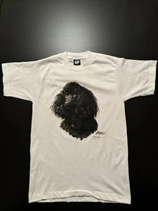 Vintage: NOS Poodle Dog Medium White Single Stitch Screen Stars Best. Teletrend - Picture 1 of 9