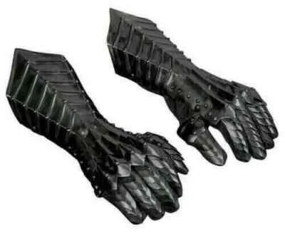 Viking Steel Gauntlets Nazgul Black Antique armor Gloves Crusader Larp cosplay - Image 1 of 2