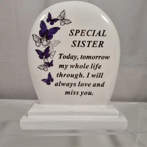 Special Sister Rounded Butterfly Memorial Grave Ornament Tribute DAVID Fischhoff - Picture 1 of 5