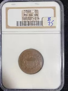 US TWO CENT PC 1868 MS64 BN NGC - Picture 1 of 2