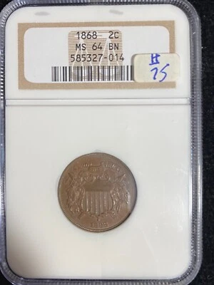 US TWO CENT PC 1868 MS64 BN NGC - Image 1 of 2