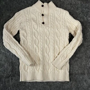 Hope & Henry Cable Knit Fishermans Sweater Organic Cotton Medium Henley - Picture 1 of 12