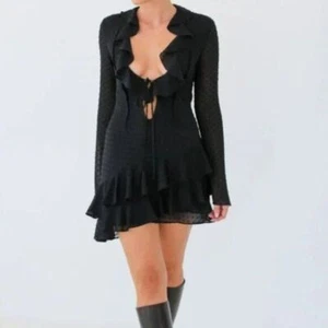 Rumored Women's Black Waterfall Ruffle Sexy Mini Dress Size S - Picture 1 of 9
