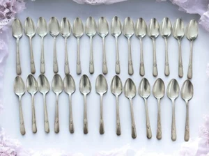 1847 Rogers International Silver Plate Flatware ADORATION Desert 6” Spoon 28 Pc - Picture 1 of 13