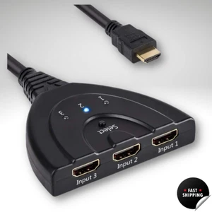 3 Port HDMI Splitter Cable 1080P Switch Switcher HUB Adapter for HDTV PS4 Xbox - Picture 1 of 7