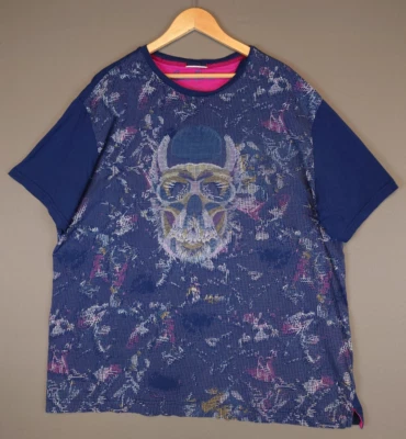 Camiseta Robert Graham AOP Manga Corta Azul Calavera Para Hombre Talla 2XL XXL Foto 1 de 4
