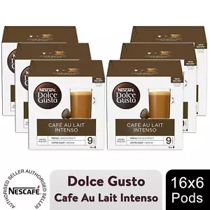 Nescafe Dolce Gusto Coffee Pods 6x Boxes / 96 Caps Cafe Au Lait Intenso - Picture 1 of 6