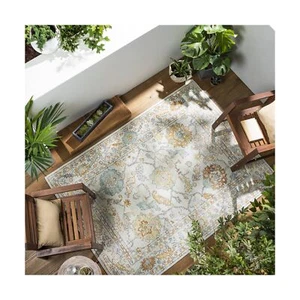 Livabliss Daphne Medallion Outdoor Area Rug,5'3" x 7'3",Ivory/Saffron - Picture 1 of 6