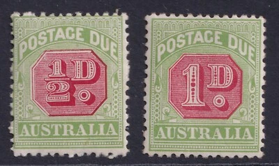 Australia 1909 buenos sellos de medio centavo y centavo sin usar Foto 1 de 2