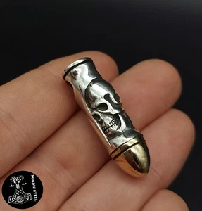 Sterlingsilber 925 Anhänger Patrone Totenkopf Skull Massiv 9,5 Gramm Massiv NEU - Bild 1 von 10