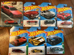 Lot 7x 1:64 Hot Wheels Bmw M5 507 i8 Mercedes-Benz 300 SL Lotus Mclaren Jaguar - Picture 1 of 15