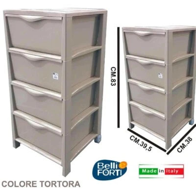 BELLI E FORTI CASSETTIERA IN PLASTICA 4 Cassetti VARI COLORI per Bagno Armadio Camera Ufficio