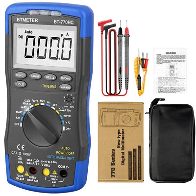 BTMETER TRMS Hand-Multimeter Digital AC DC Amp Voltmeter CAT III 1000V Kapazität - Bild 1 von 4