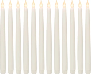12 Pack 11" Real Wax LED Flameless Ivory Taper Flickering Candles Lights, Batter - Picture 1 of 12