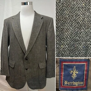 Vintage Barrington Mens 48R Brown Gray Tweed Herringbone Flecked Wool Sport Coat - Picture 1 of 7