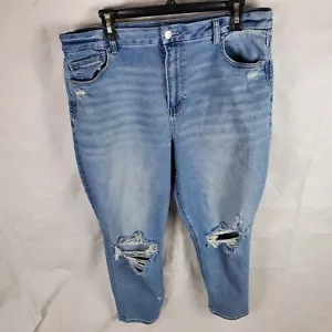 American Eagle Jeans Women's 16 Curvy Mom Jean Stretch Distressed Denim  - Picture 1 of 11
