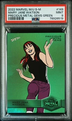 Mary Jane Watson Marvel Metal Spider-Man Precious Metal Gems PMG Green /10 PSA 9 - Image 1 of 2