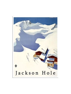 Jackson Hole Art Print Wyoming Ski Poster  12x16"  XR4856 - Image 1 of 2
