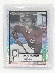 Julio Franco 2021 Topps Chrome Plat Anniv. #594 - Black & White Mini-Diamonds - Picture 1 of 2