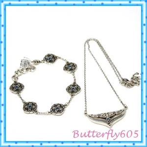 Brighton Casablanca blau Kristall Armband Halskette Silber Set Neu mit Etikett $106 Etui - Bild 1 von 5