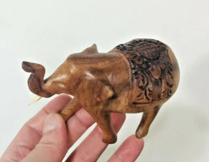 Hard Wood Elephant, Small - Hand Carved Statue, Art - Made In Bali, Indonesia - Picture 1 of 3