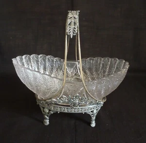 James W. Tufts Victorian Silver-Plate Bridal Basket with Original Glass Bowl  - Picture 1 of 9