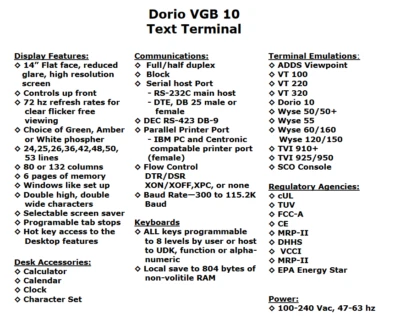 ADDS/DEC Dorio VGB10-B2 VT100/Wyse Emulation Terminal (brandneu - Open Box) - Bild 1 von 4