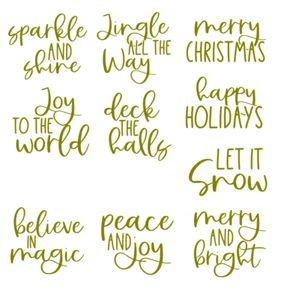 10 Small GOLD CHRISTMAS WORDS Stickers for Wine Glasses Mugs Cups Baubles - Picture 1 of 1