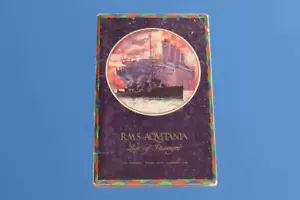 CUNARD LINE RMS AQUITANIA BEAUTIFULLY ILLUSTRATED ART DECO PASSENGER LIST C-1922 - Picture 1 of 3