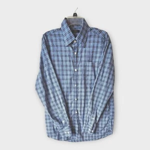 Lincs David Chu Shirt Mens Medium Blue Button Checkered Long Sleeve Cotton - Picture 1 of 13