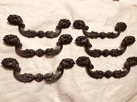 Salvaged Metal Drawer Handles Pulls Fancy French Provencial Style Cover