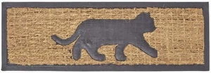 Rubber Coir Door Mat Step Floor Mat 75x25cm Outdoor Non-Slip Entrance Black Cat - Picture 1 of 4