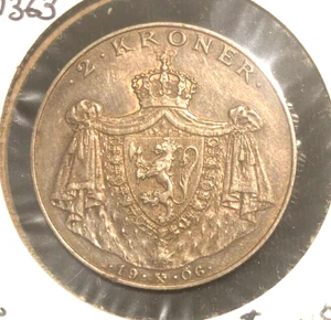 Norwegen 1906 2 Kronen KM 363 AU - Bild 1 von 2
