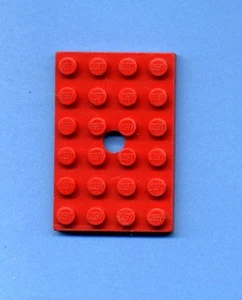 Lego--709 - Grundplatte --Bauplatte--Rot -4 x 6 -- Mit Loch -- Für Achse - Train - Bild 1 von 1