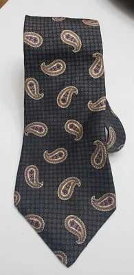 John Henry Mens Formal Neck Tie Brown Paisley 100% Silk  - Image 1 of 3