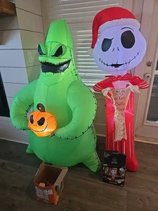 Disney Oogie Boogie & Jack Skelet Nightmare Before Christmas Airblown Inflatable - Foto 1 di 11